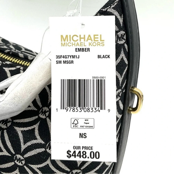 Michael Kors Ember Small Logo Jacquard Messenger Bag Black - Picture 11 of 11